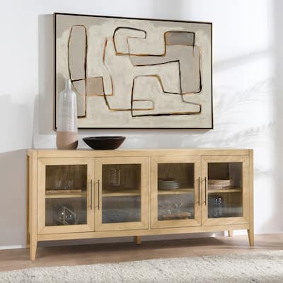 Beechgrove Four Door Sideboard in Natural Brown by Kosas Home - 78Wx18Dx34H