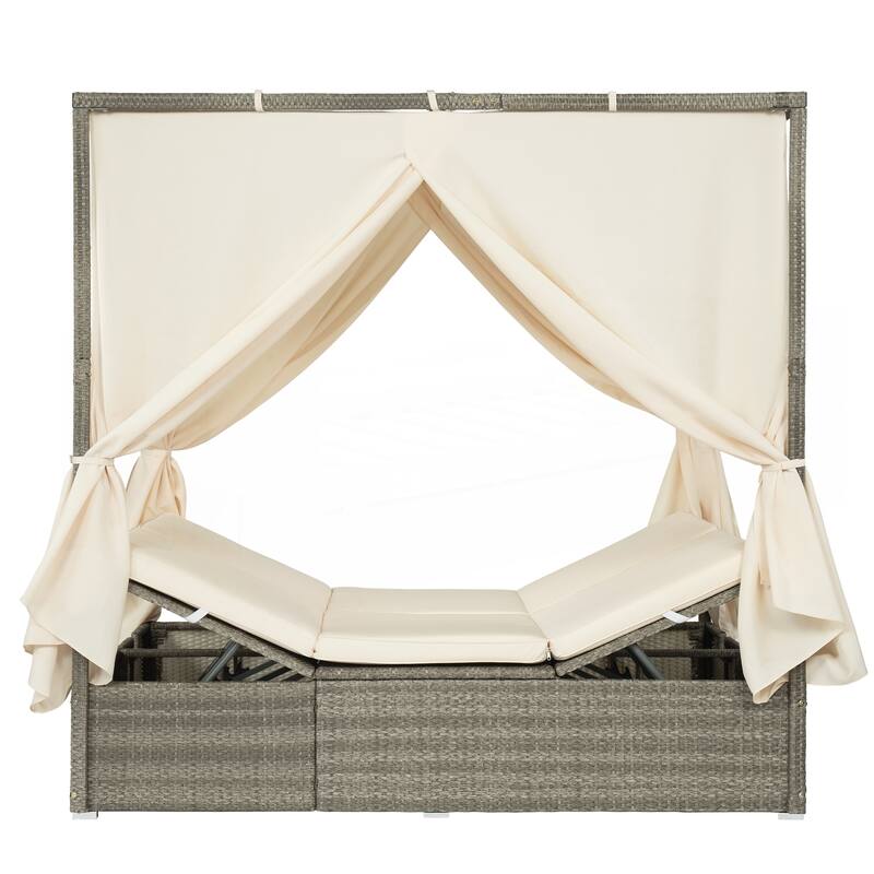 Adjustable Sun Bed With Curtain