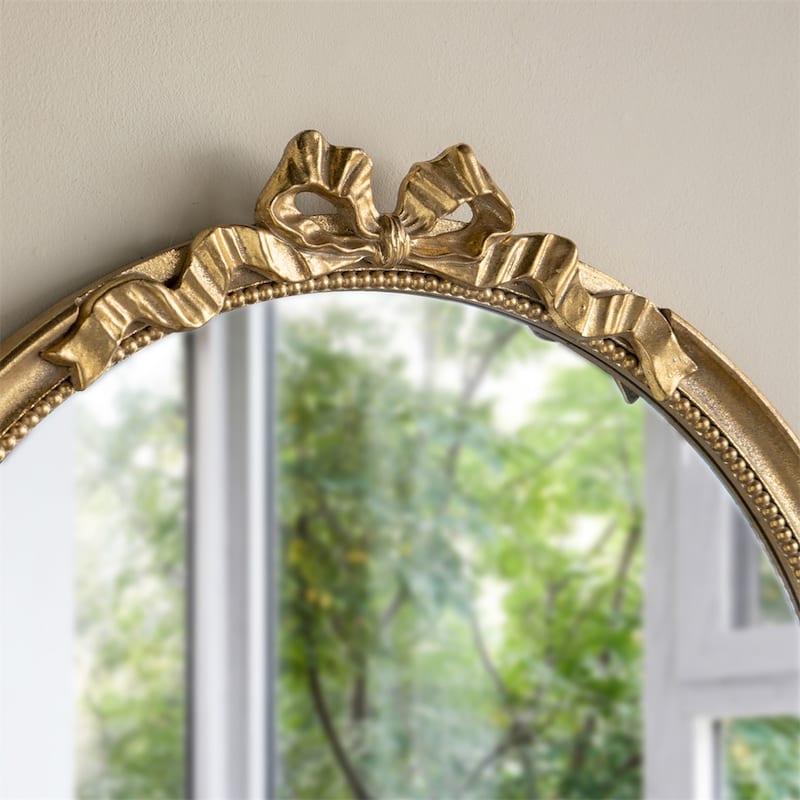 30" x 32.1" Round Decorative Wood Frame Wall Mirror
