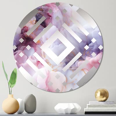 Designart "Enchanted Light Purple Marble Mist" - Glam Marble Diamond Decorative Mirror