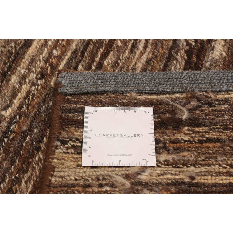 ECARPETGALLERY Flat-Weave Natural Brown Wool Tapestry Kilim - 7'9 x 10'1