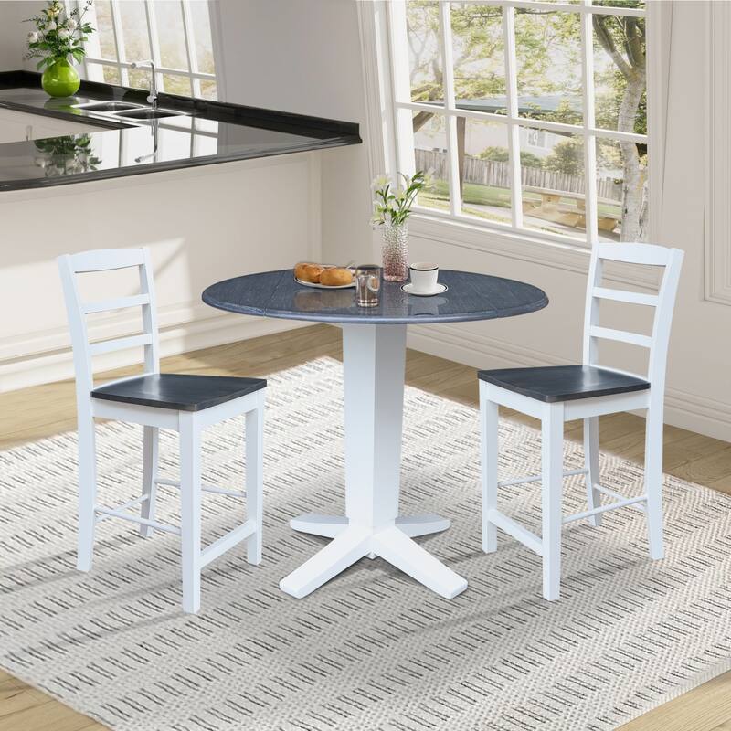 42" Round Drop Leaf Table with Stools