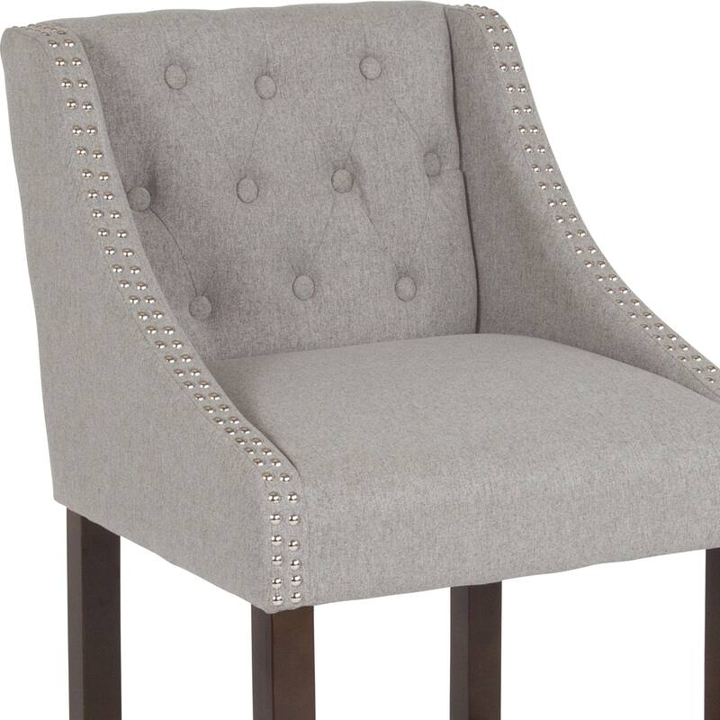 Transitional Tufted Upholstered/Walnut Finish Counter Stool (Set of 2)