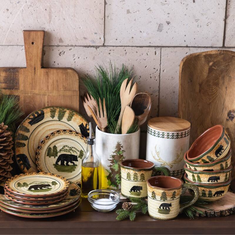 Paseo Road by HiEnd Accents Rustic Bear Ceramic Serving Platter, 1PC