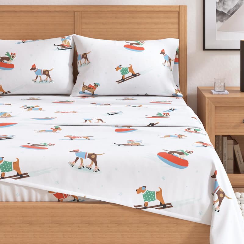 Linery & Co. Christmas Turkish Cotton Double-Brushed Flannel Bed Sheet Set