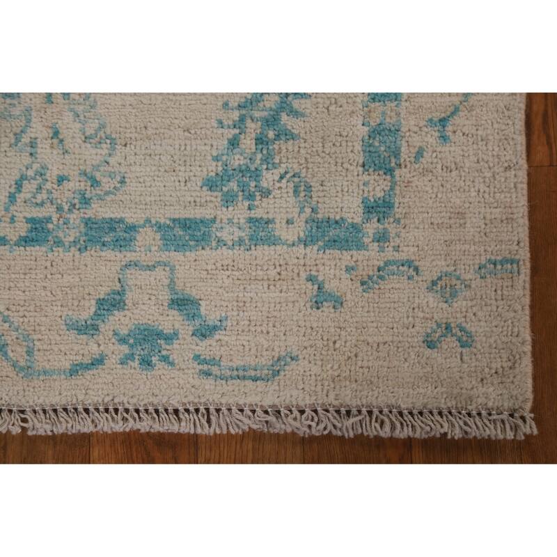 Geometric Oriental Oushak Turkish Wool Rug Hand-knotted Foyer Carpet - 2'0" x 3'11"