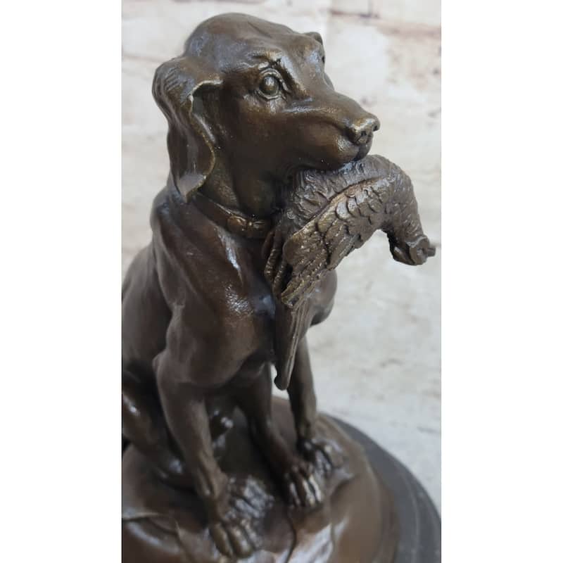 Moigniez Labrador Hunting Dog Duck Bronze Figurine Art Deco Animal Figure Decor
