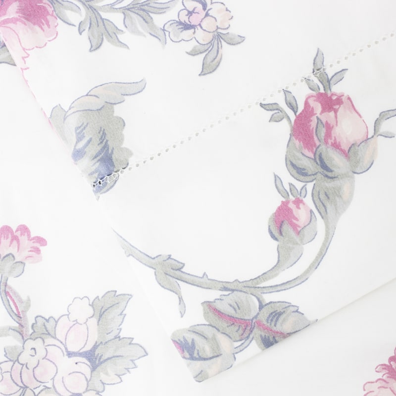 Floral Collection Percale Cotton Sheet Set - Full - Big Floral Rose
