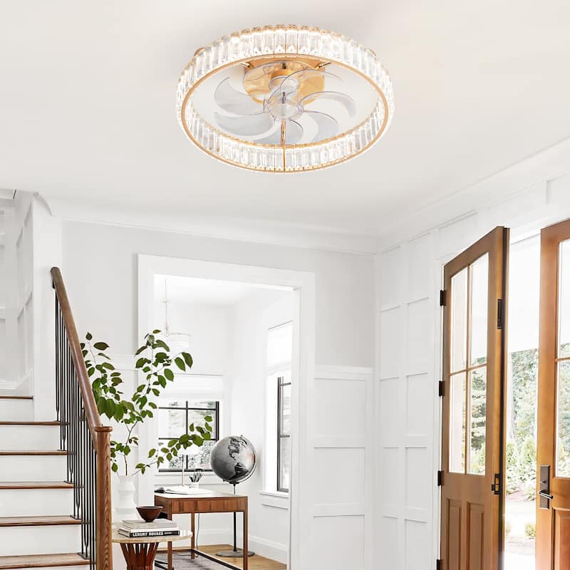 20-In LED Rosa Gold Chandelier Ceiling Fan with Light Remote(7-blade)