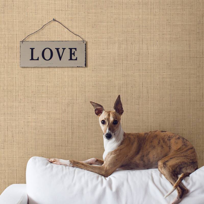 Tiki Beige Faux Grasscloth Wallpaper