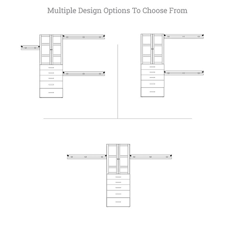 John Louis Home Solid Wood Reach-In Simplicity Closet System with 5-Drawers and Doors Red Mahogany