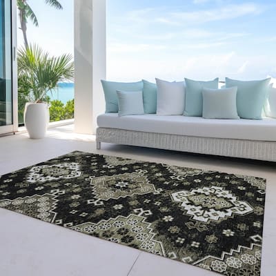 Machine Washable Indoor/ Outdoor Chantille Boho Tribal Rug