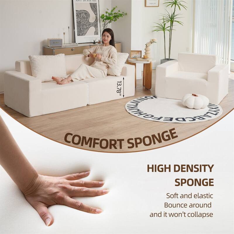 No Installation & Convertible Sofa Chair with Armrests Removable