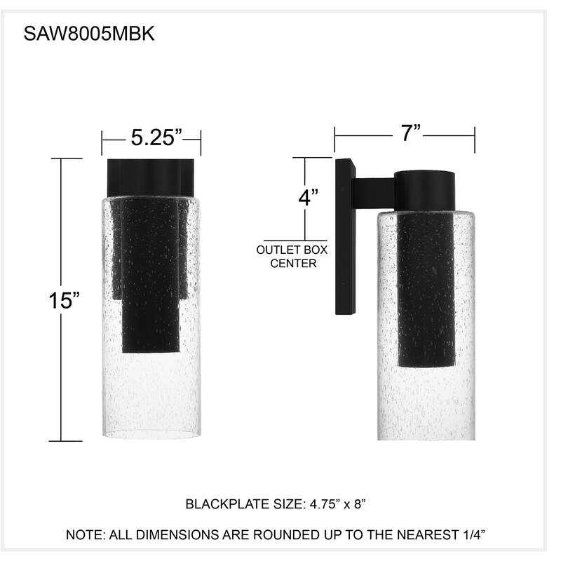 Sawyer 1-Light Matte Black Dark Sky Outdoor Wall Lantern