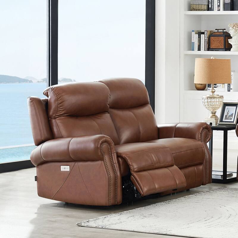 Hydeline Royce Zero Gravity Power Recline and Headrest Top Grain Leather Loveseat