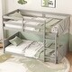 preview thumbnail 12 of 18, Twin Size Floor Bunk Bed with Safety Guardrails and Built In Ladder