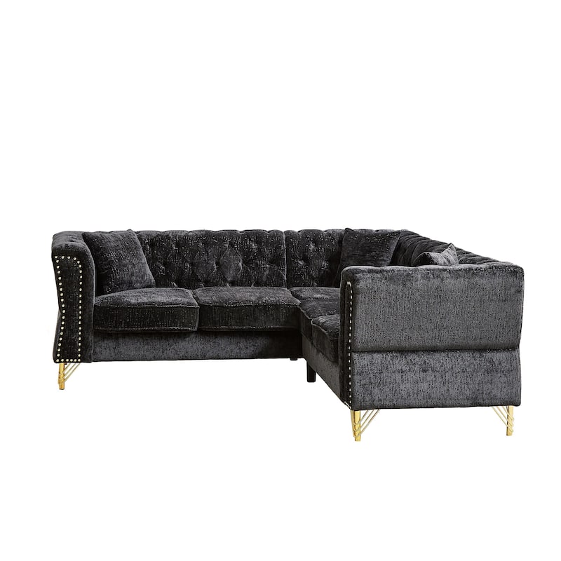 81.5" Chenille L-Shaped Sectional Sofa, 5-Seater Corner Couch with 3 Cushions