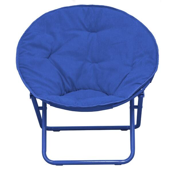 slide 2 of 9, Kids' Solid Color Faux Fur Folding Saucer Chair Navy