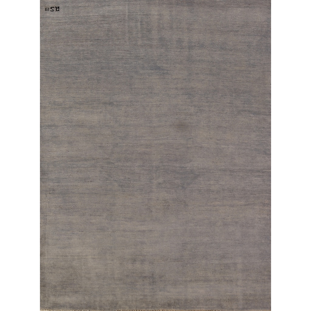 Modern Gabbeh Area Rug Oriental Hand-Knotted Grey Wool Carpet - 4'11" x 6'4"