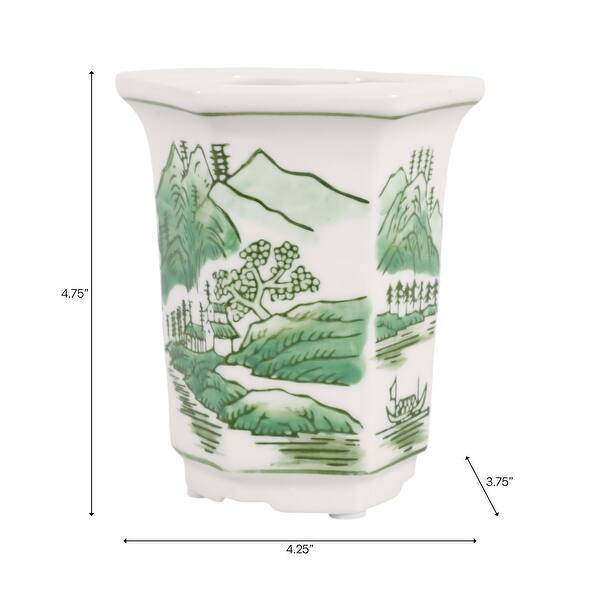 dimension image slide 0 of 3, Modern Chinoiserie Ceramic Candle - Sage and Eucalyptus Scented