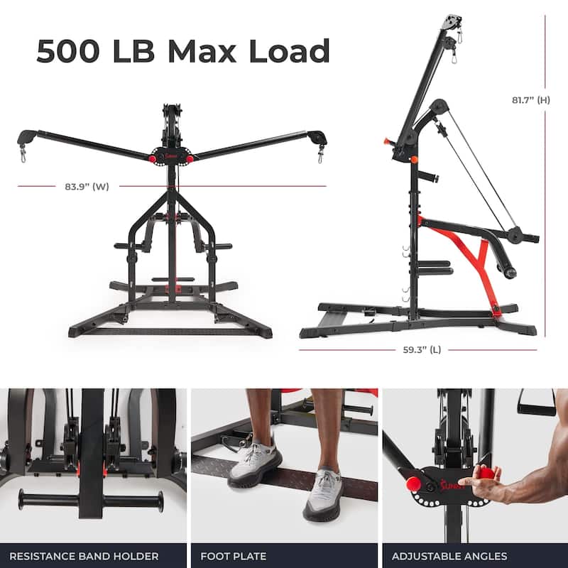 Multifunctional Strength Training Home Gym HG92401 - Black Red - 59.3 x 83.9 x 81.7 Inches