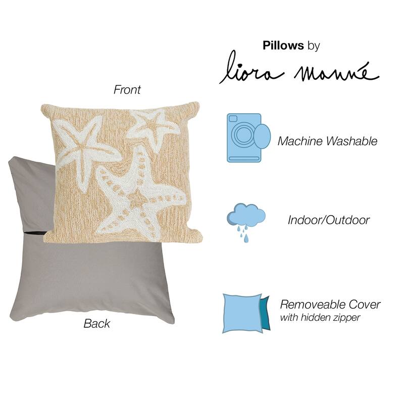 Liora Manne Frontporch Starfish Indoor/Outdoor Pillow Neutral 18" Square