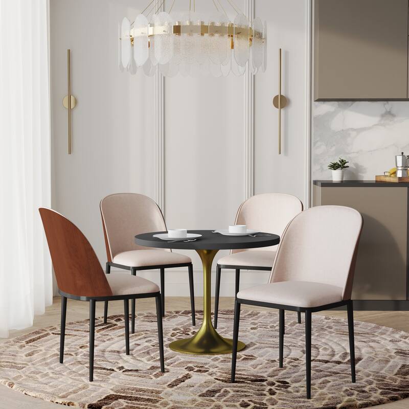 Verve 5-Piece Dining Set 36-Inch Round MDF Tabletop Dining Table and 4 Side Chairs