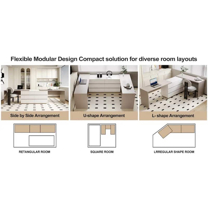 144 Inch Modern Home Office Expandable Dresser Desk