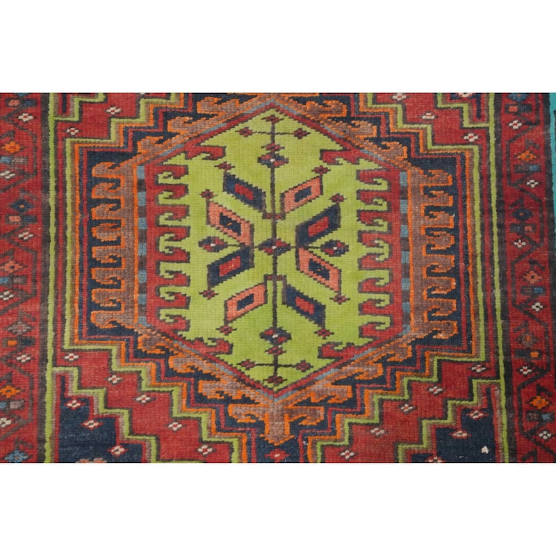 Hand Knotted Oriental 100% Wool Carpet Traditional Geometric Multi-Colored Ardebil Runner Rug - 10' 10'' X 3' 3''