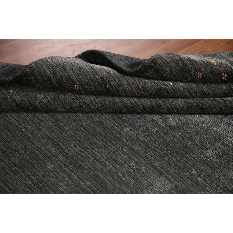 Grey Tribal Gabbeh Oriental Area Rug Handmade Silk Carpet - 6'8" x 9'2"