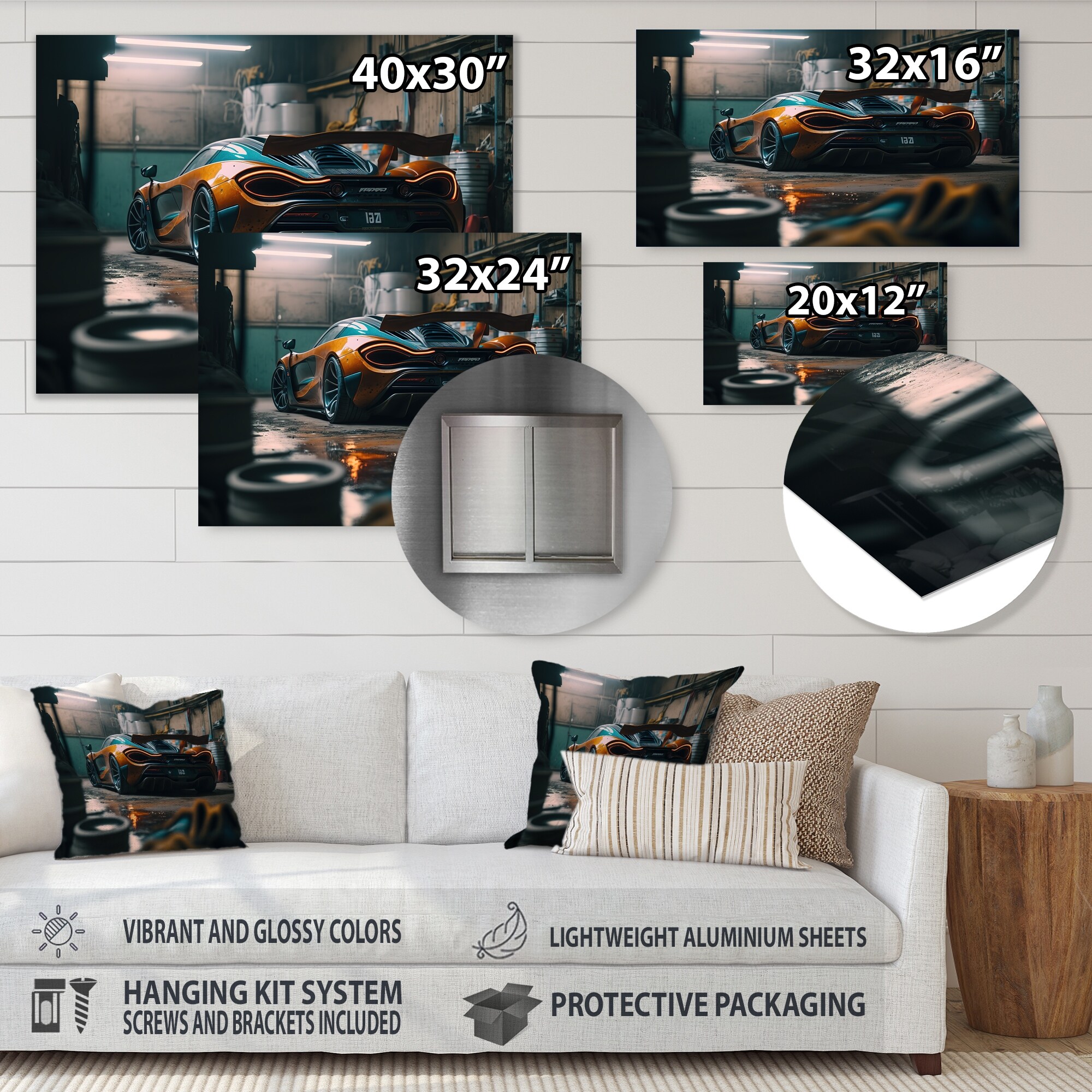 Designart '720 In Underground Garage ' Exotic Car Metal Wall Art