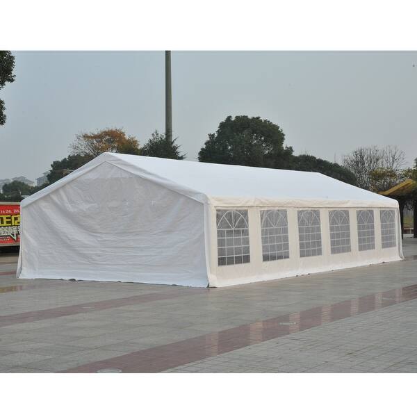Shop Outsunny White Water Resistant Fabric Heavy Duty Event Tent Awning Overstock 18004806