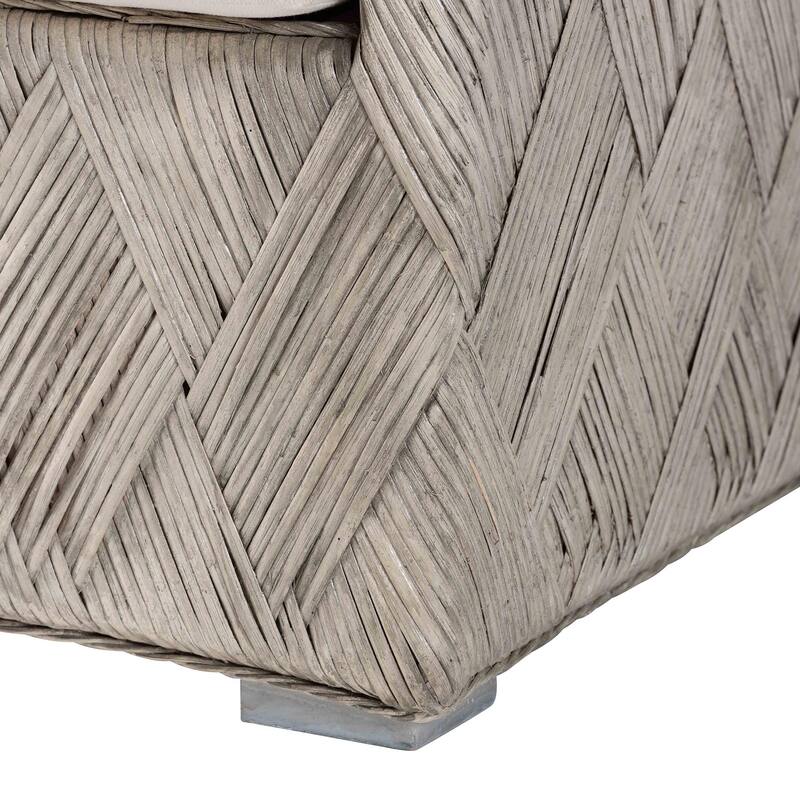 Melbourne Natural Rattan Lounge Chair - Handwoven Wicker Armchair with Tuxedo Frame for Living Room, Lounge, or Sun Room