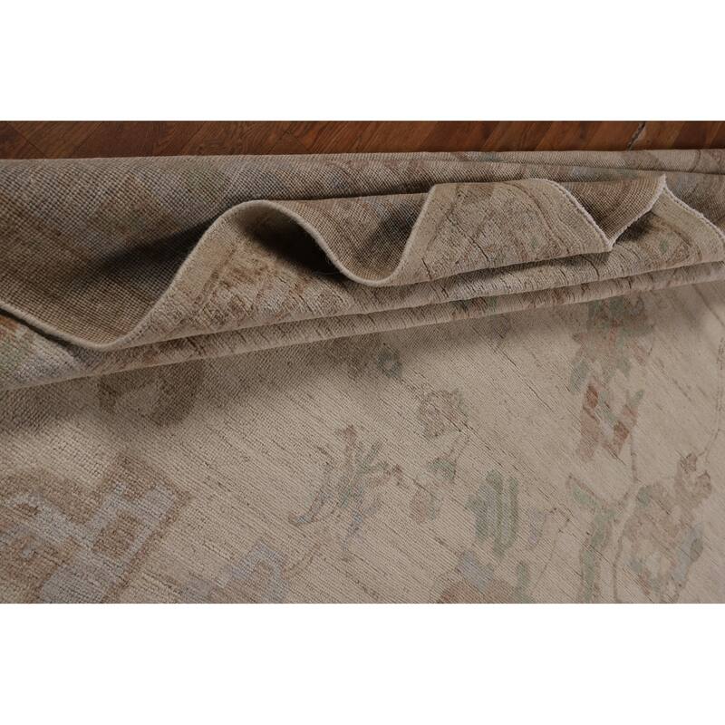 Vegetable Dye Oushak Turkish Rug Handmade Floral Wool Carpet - 9'4"x 12'5"