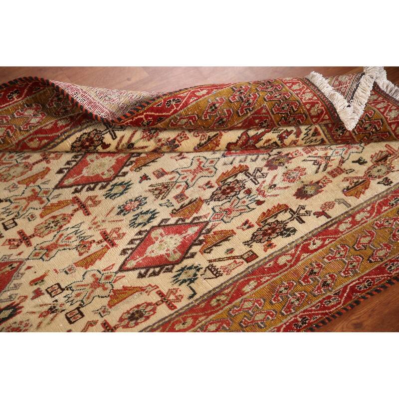 Vegetable Dye Shiraz Kashkoli Persian Antique Rug Handmade Wool Carpet - 3'4"x 4'10"