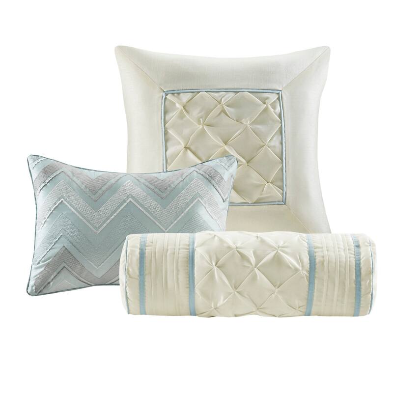 GDF Studio - Laurel 7-Piece Tufted Comforter Set with Decorative Pillows
