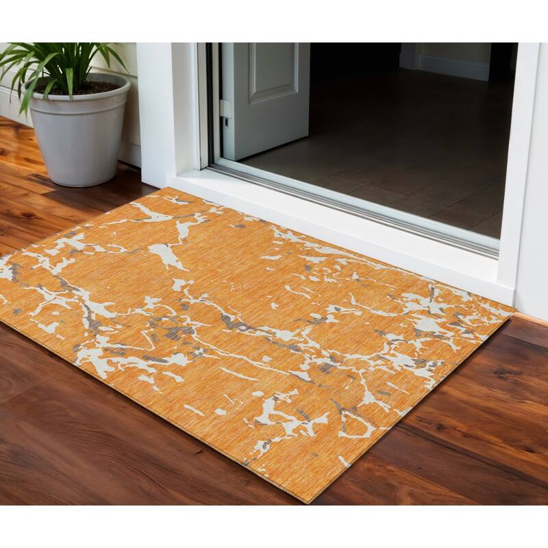 HomeRoots Striped Transitional Rectangle Outdoor Rug - 3' x 5'