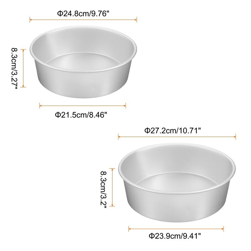Round Cake Pan, Nonstick Baking Cake Pans Cheesecake Pan Aluminum - Silver Tone - 9"/10"