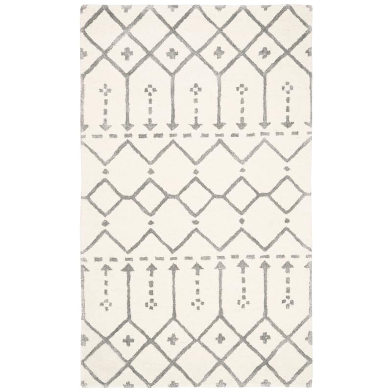 SAFAVIEH Handmade Himalaya Parasols Modern Wool Rug - 2'3" x 4' - Ivory/Grey