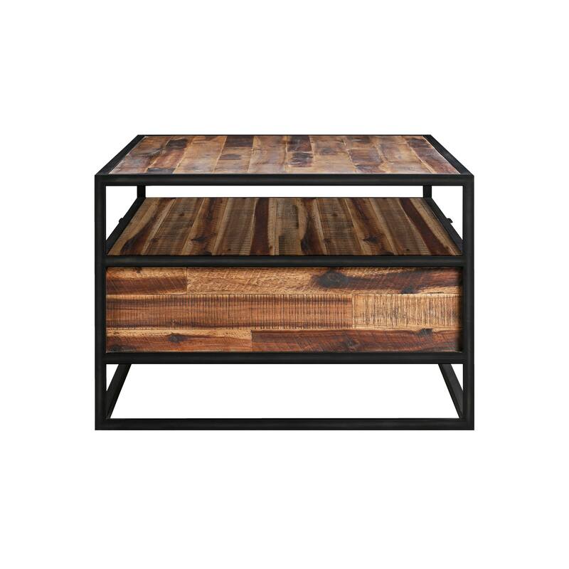 Ludgate 50" Modern Farmhouse Solid Acacia Wood 2 Drawer Coffee Table