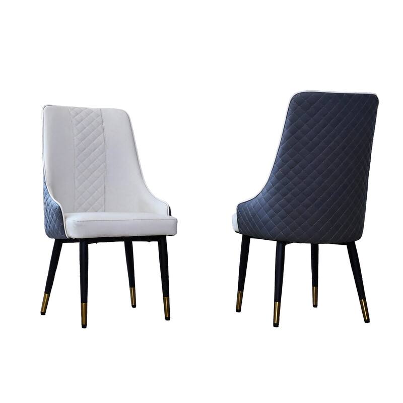 Set of 2 PU Leather Dining Chairs - Ergonomic High-Back Kitchen Chairs with Carbon Steel Legs, Waterproof & Easy Clean