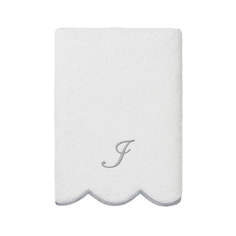 Authentic Hotel and Spa 100% Turkish Cotton Grey ADORNIA Scallop Personalized 3 Piece Towel Set - 3 Piece Set