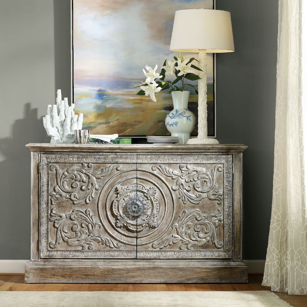 Hooker Furniture Melange 60" Wide Old World Antique Carved Front