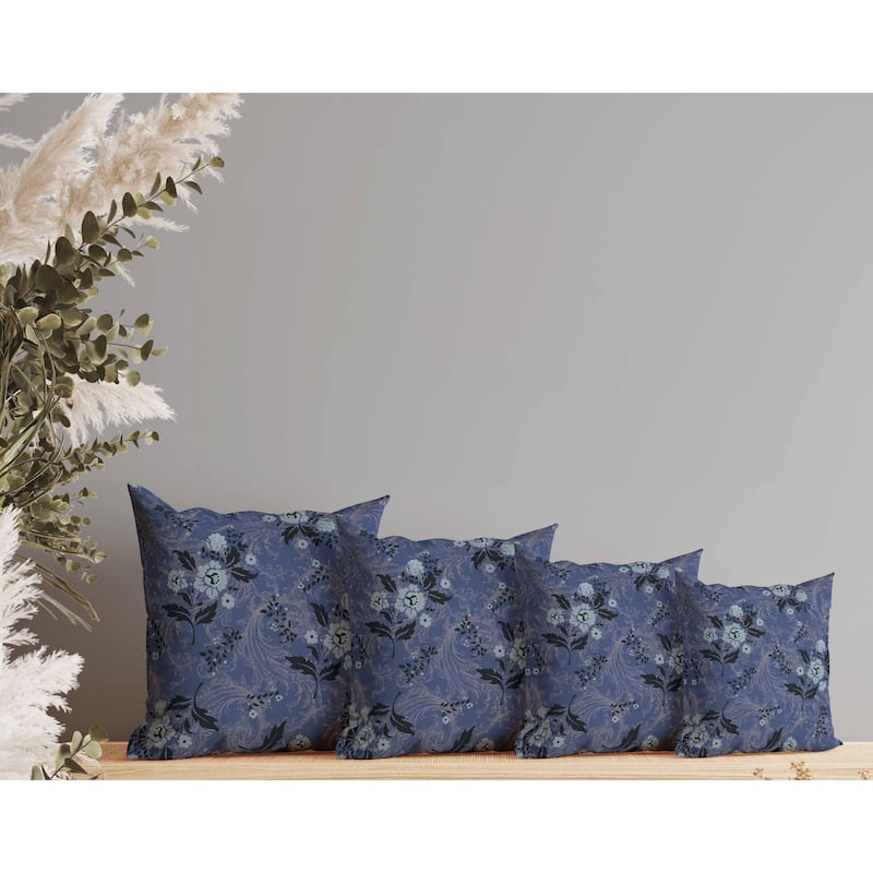 Meadow Strokes Indoor/Outdoor Reversible Throw Pillow Blue and Gray