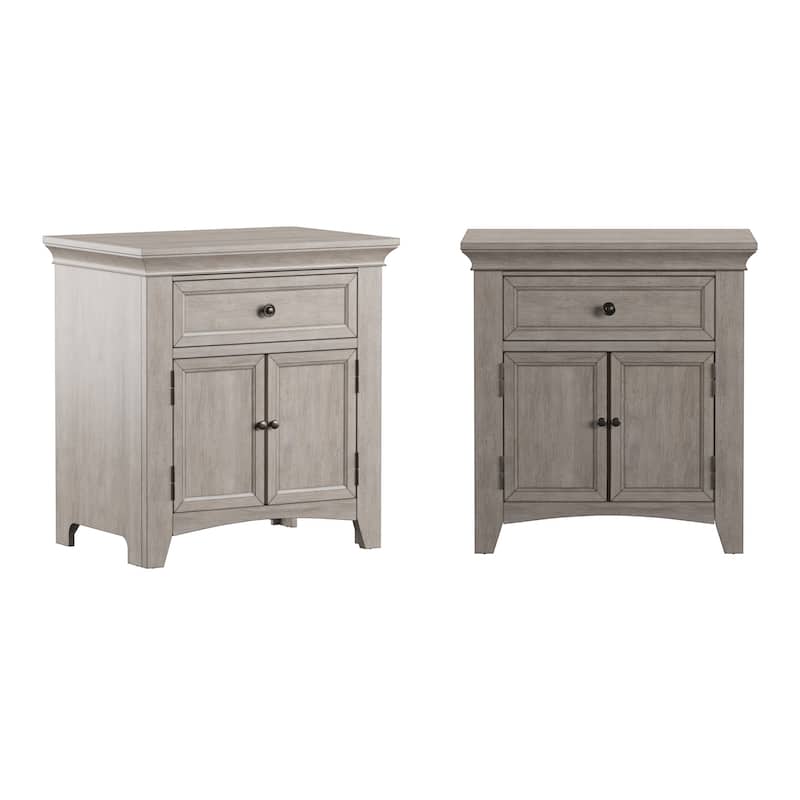 Varenna 1-Drawer Wood Cupboard Nightstand with Charging Station - Antique White