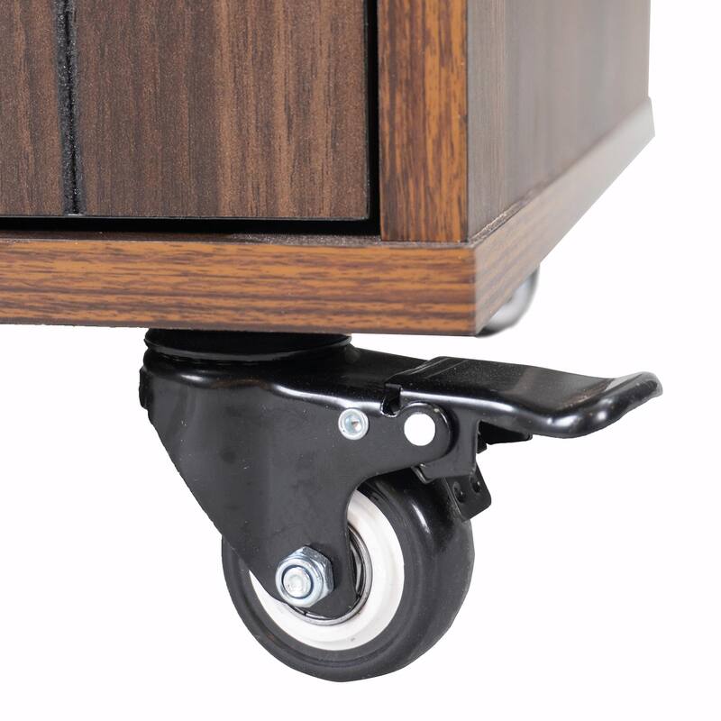 Kitchen Island with Trash Can Storage and Adjustable Shelf