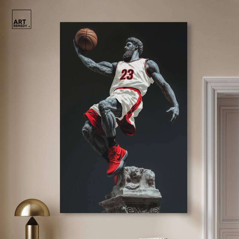 Basketball White Uniform Canvas by Art Remedy, Gallery Wrapped