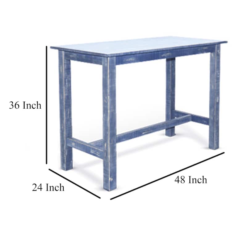 Rena Counter Height Table 48 Inch Rectangular Ocean Blue Mahogany Wood