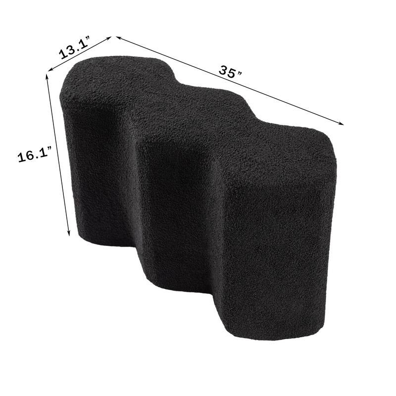 Adeco 35" Long Ottoman Bench Velvet Polygon Foot Stool