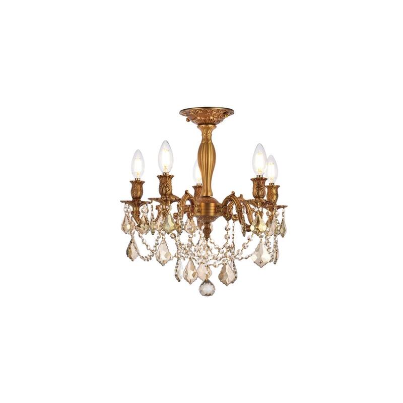 Somette Meilen 5-light Royal Cut Gold Crystal and French Gold Flush Mount - Meilen 5-Light Gold Flush Mount